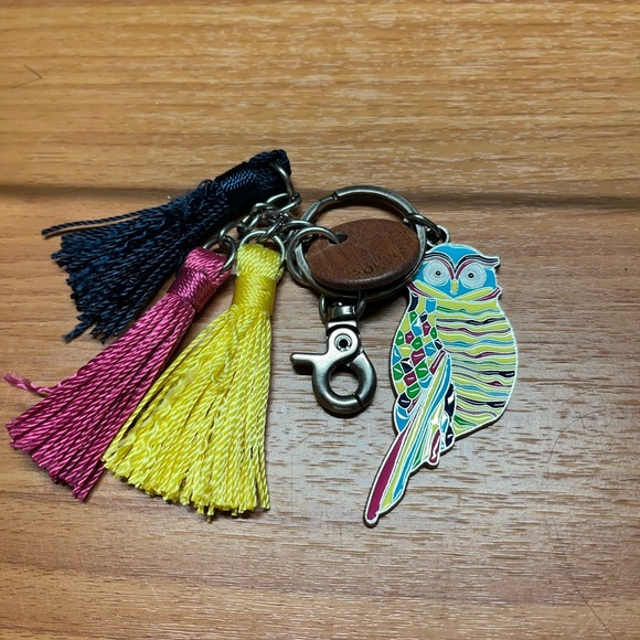 Sakroots Multicolor Owl Key Holder with Tassels - Picture 1 of 3